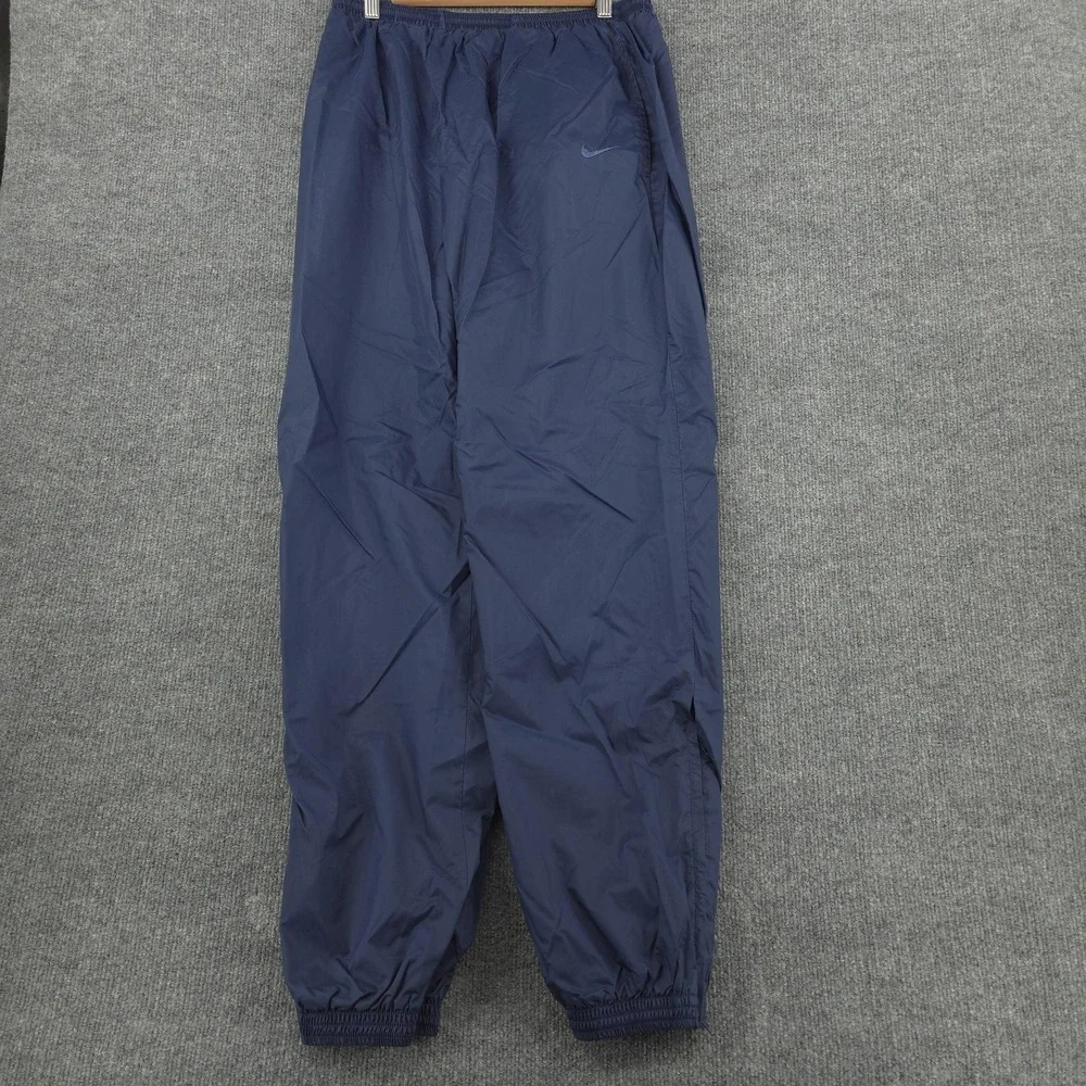 VINTAGE Nike Track Pants Mens‎ Large Blue Lined Elastic Cuff Zip Leg Athletic
